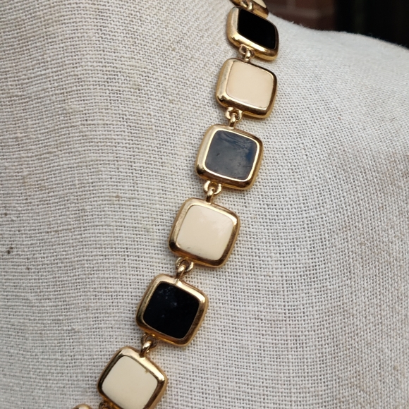 Vintage KJL Reversible enameled squares modernist necklace - Picture 8 of 9